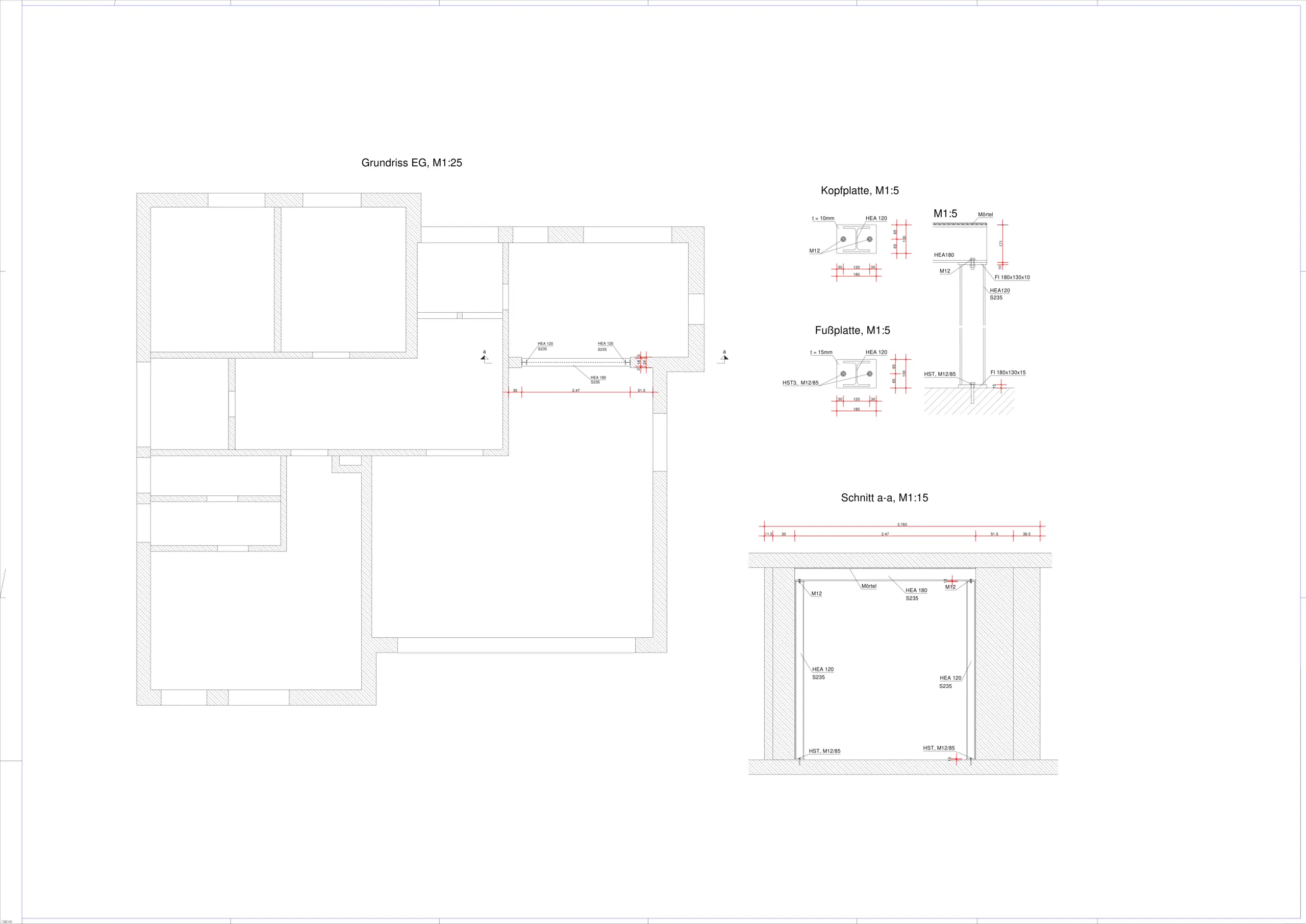 1 - ISBCAD Umbau Bungalow in Burgwedel-Positionsplan-P1-1